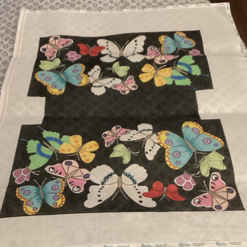 Colorful Butterfly needlepoint canvas. New